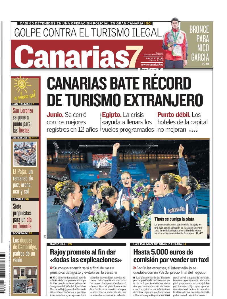 Portada Canarias7 23-07-2013