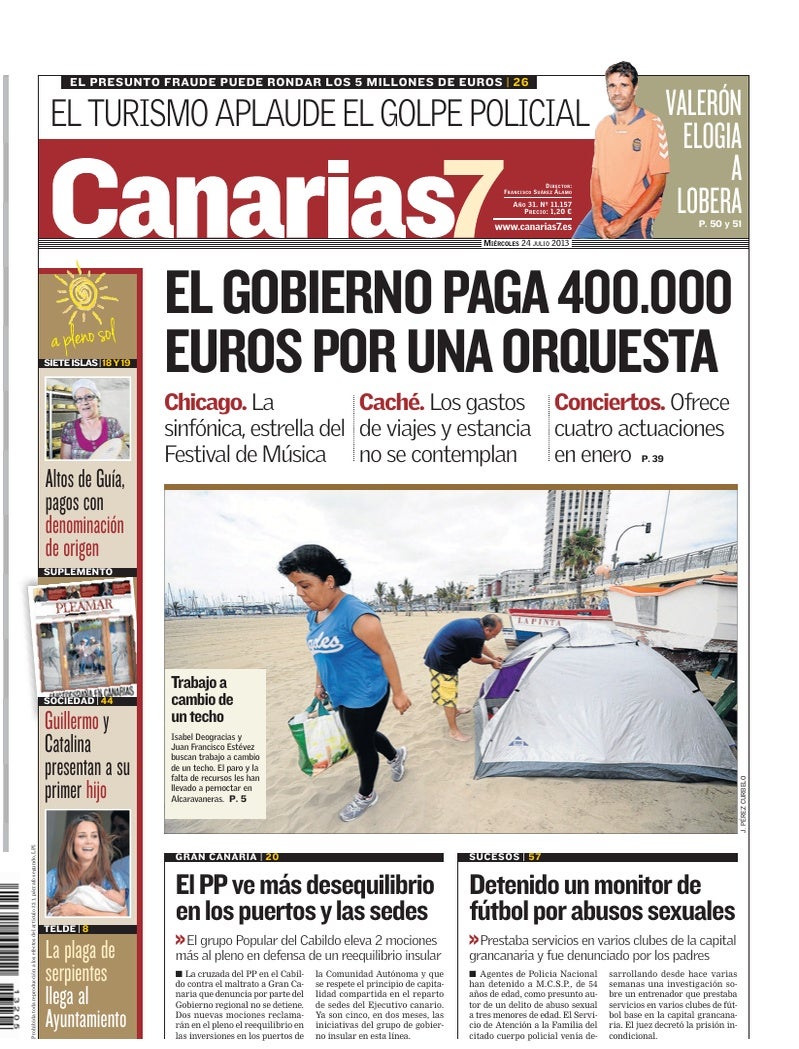 Portada Canarias7 24-07-2013