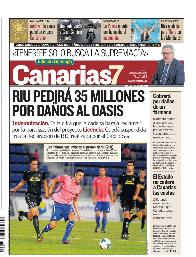 Portada Canarias7 28-07-2013