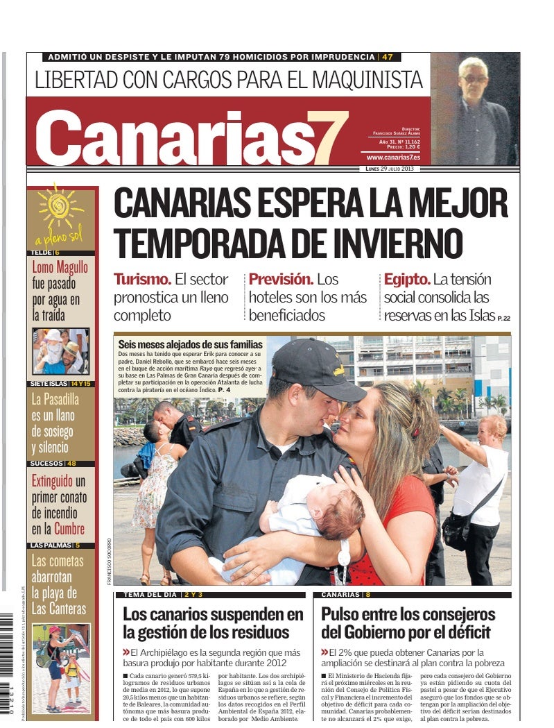 Portada Canarias7 29-07-2013
