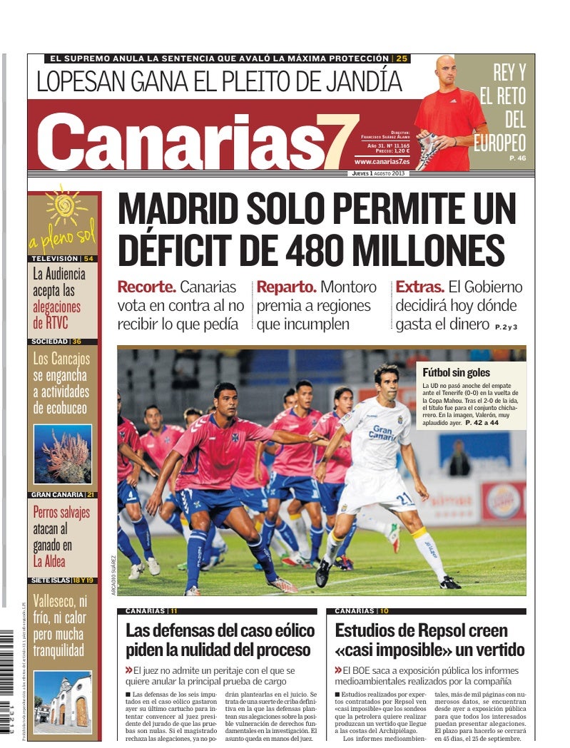Portada Canarias7 01-08-2013