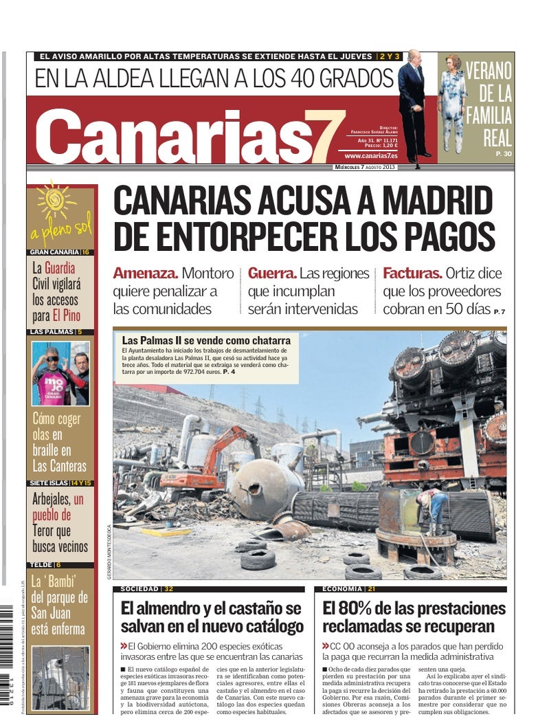 Portada Canarias7 07-08-2013