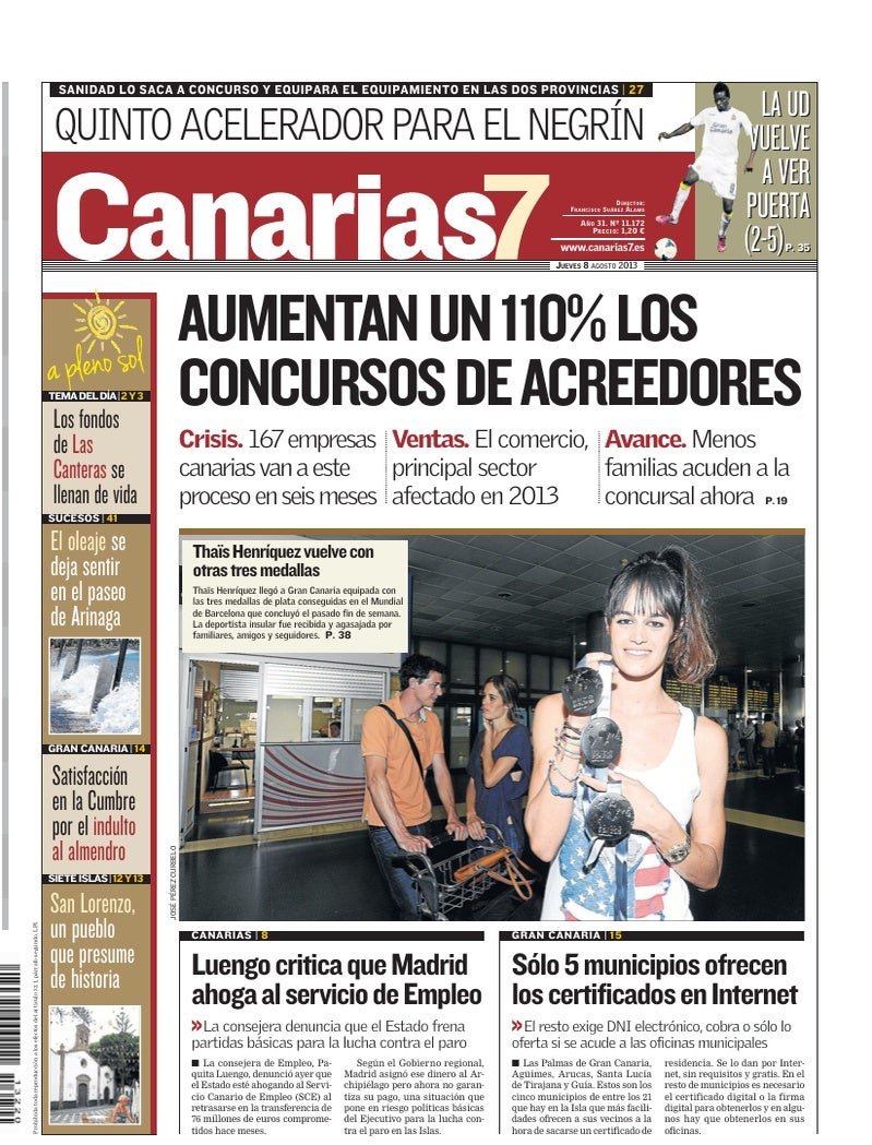 Portada Canarias7 08-08-2013