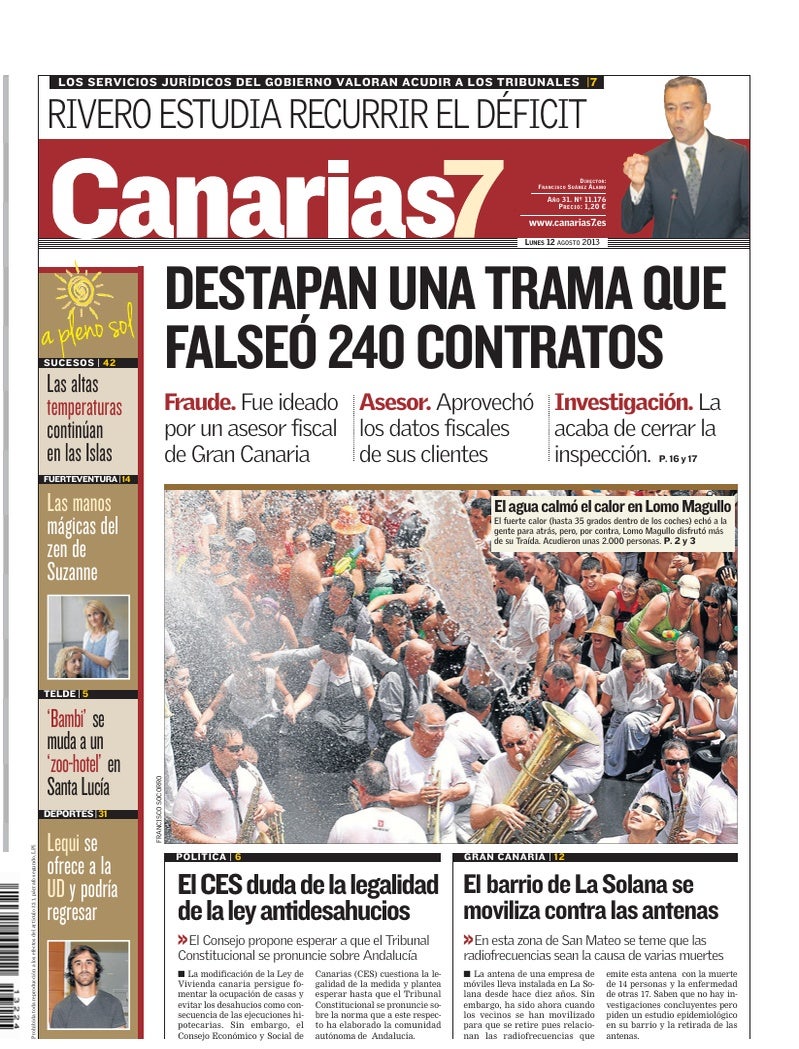 Portada Canarias7 12-08-2013