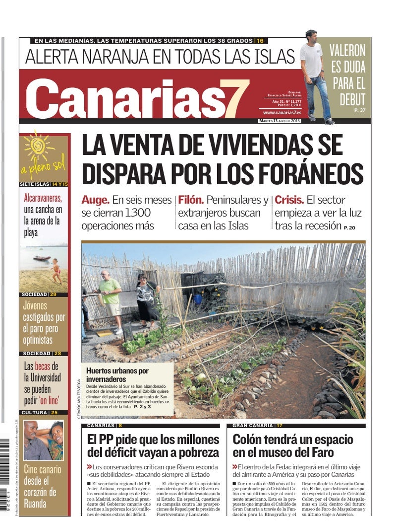 Portada Canarias7 13-08-2013
