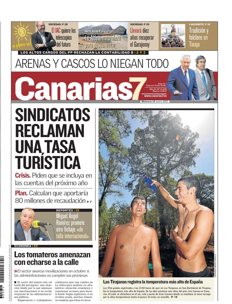 Portada Canarias7 14-08-2013