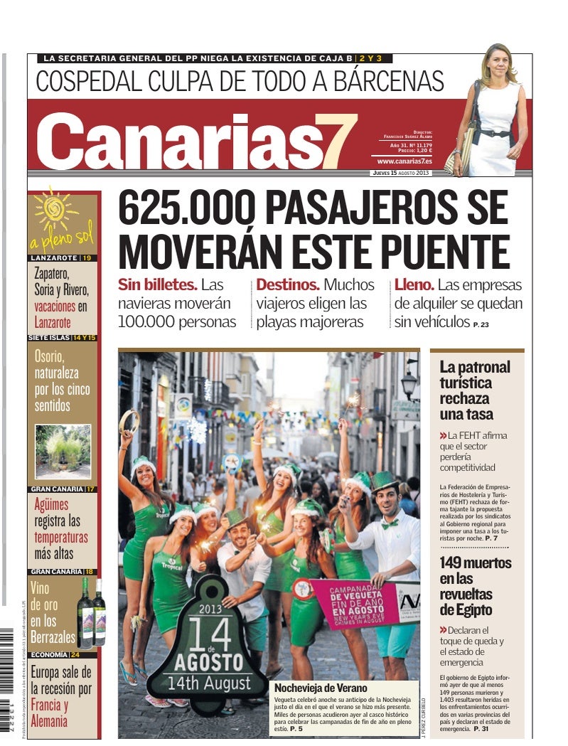 Portada Canarias7 15-08-2013