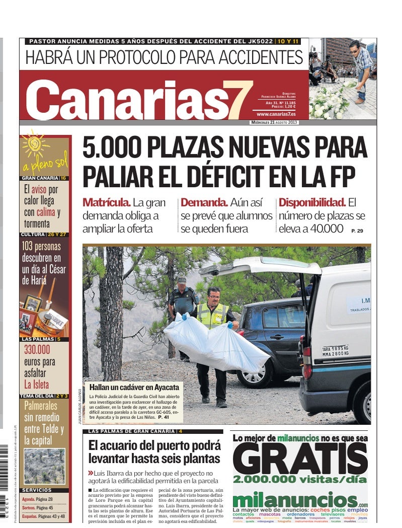Portada Canarias7 21-08-2013