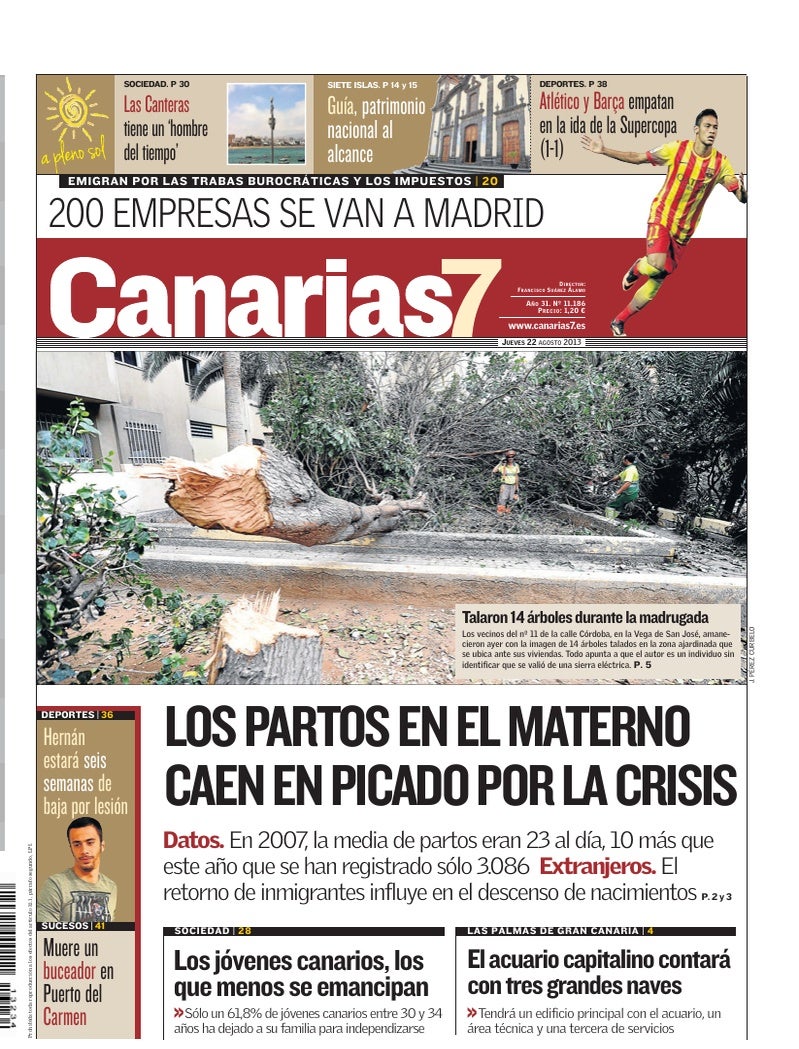 Portada Canarias7 22-08-2013