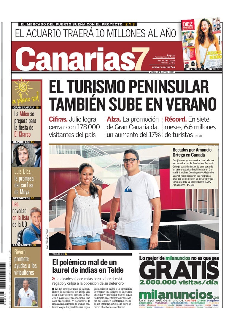 Portada Canarias7 23-08-2013