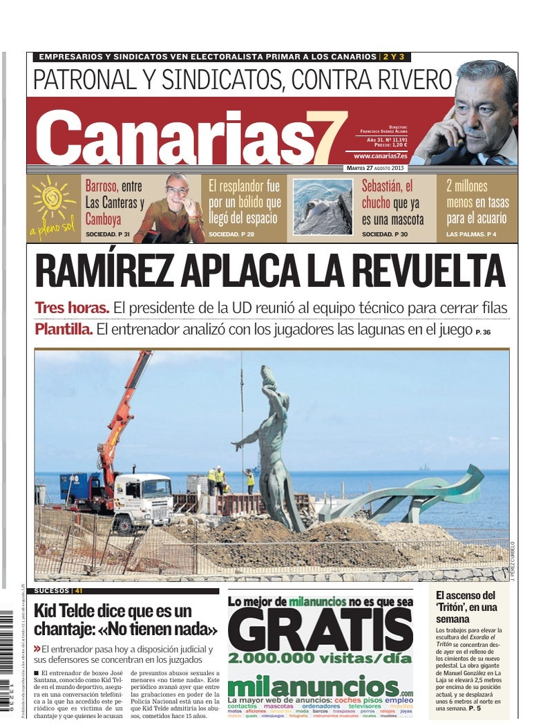 Portada Canarias7 27-08-2013