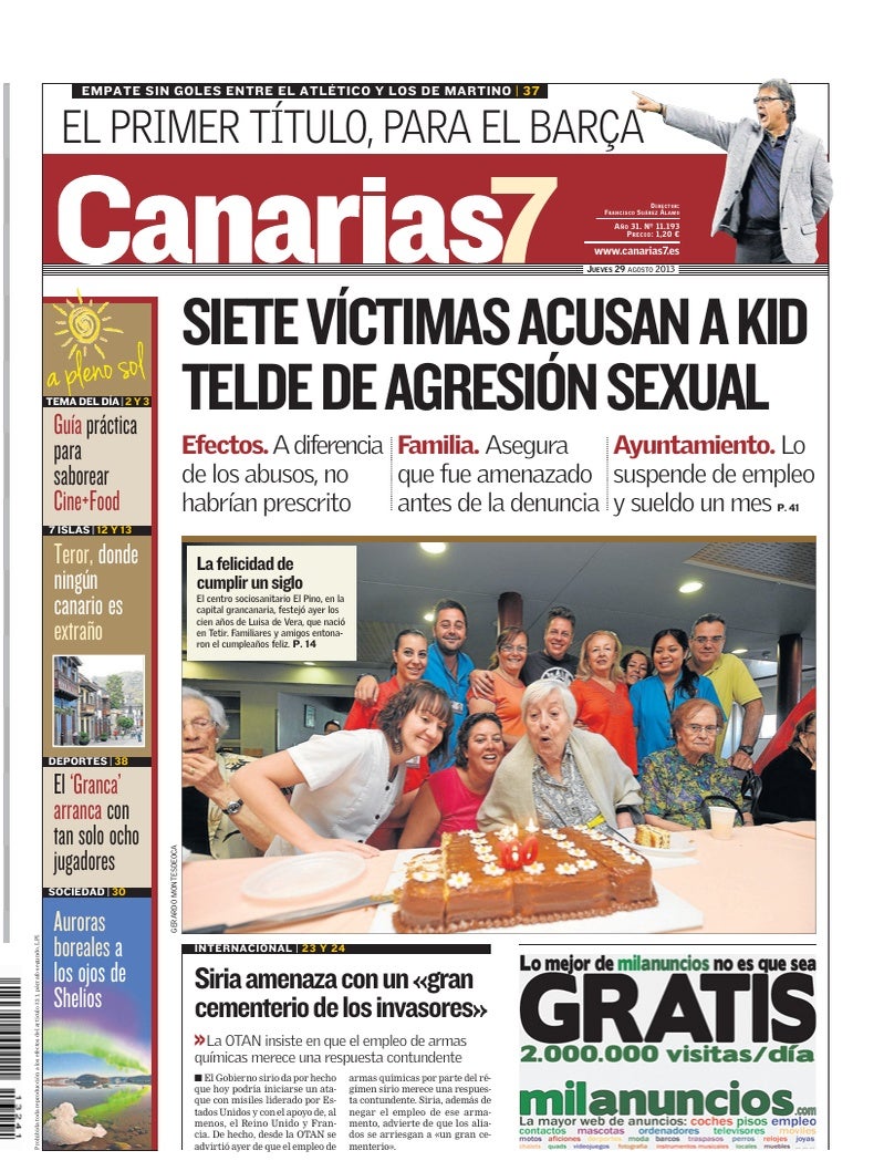 Portada Canarias7 29-08-2013