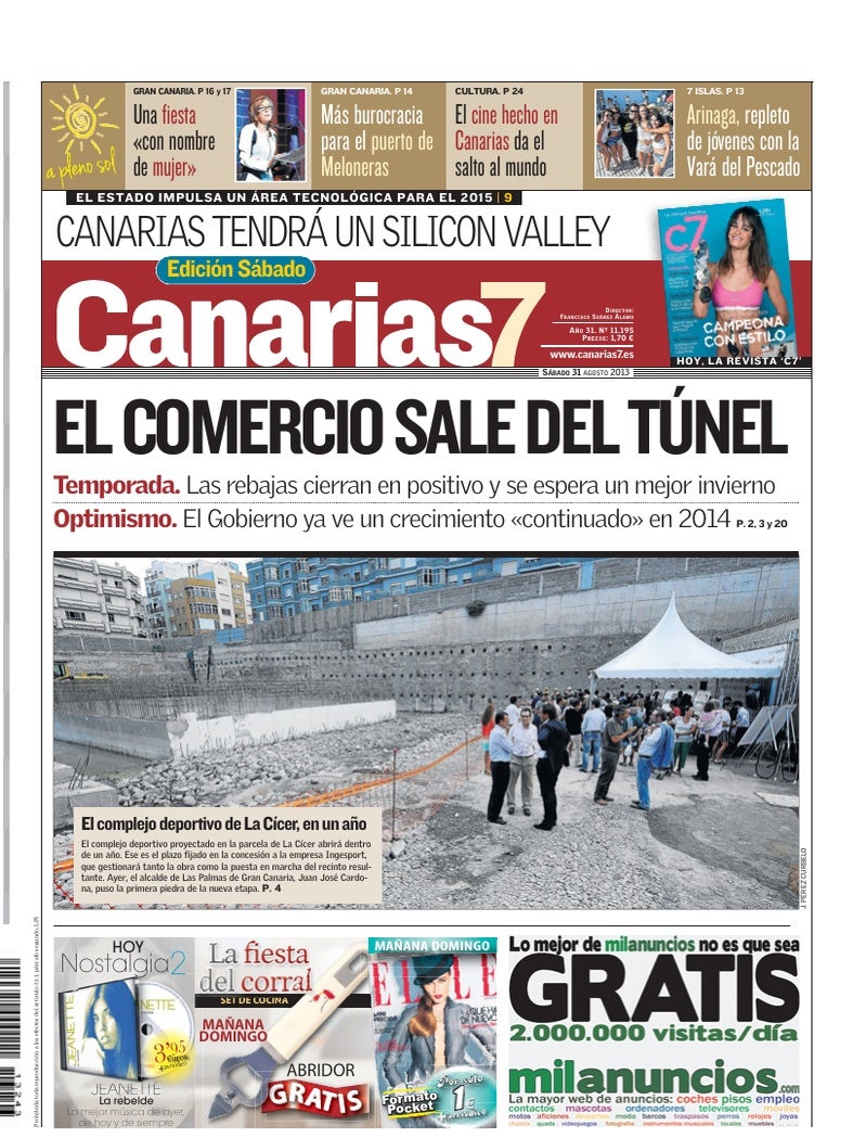 Portada Canarias7 31-08-2013