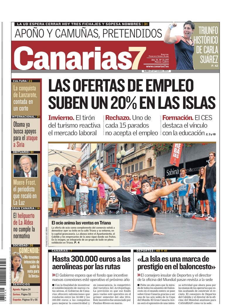 Portada Canarias7 02-09-2013