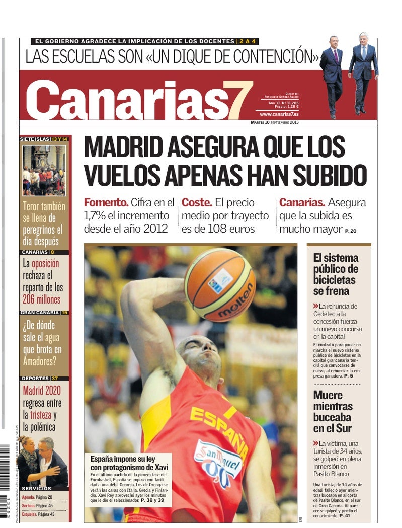 Portada Canarias7 10-09-2013