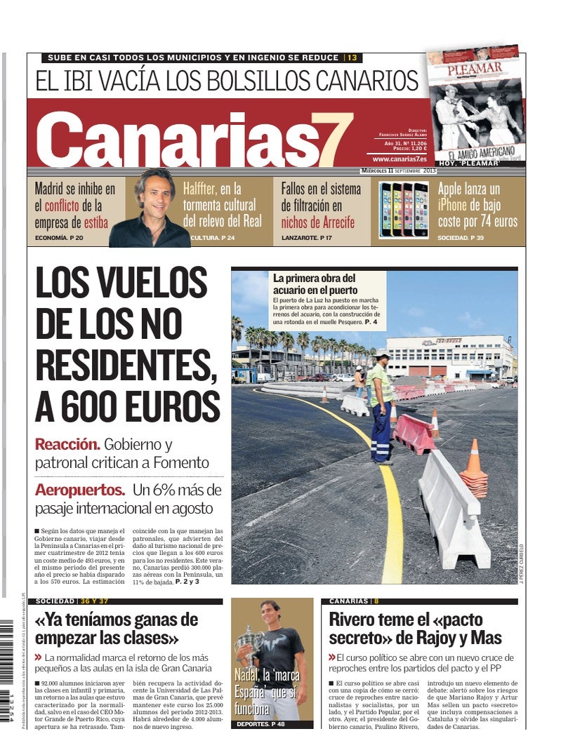 Portada Canarias7 11-09-2013