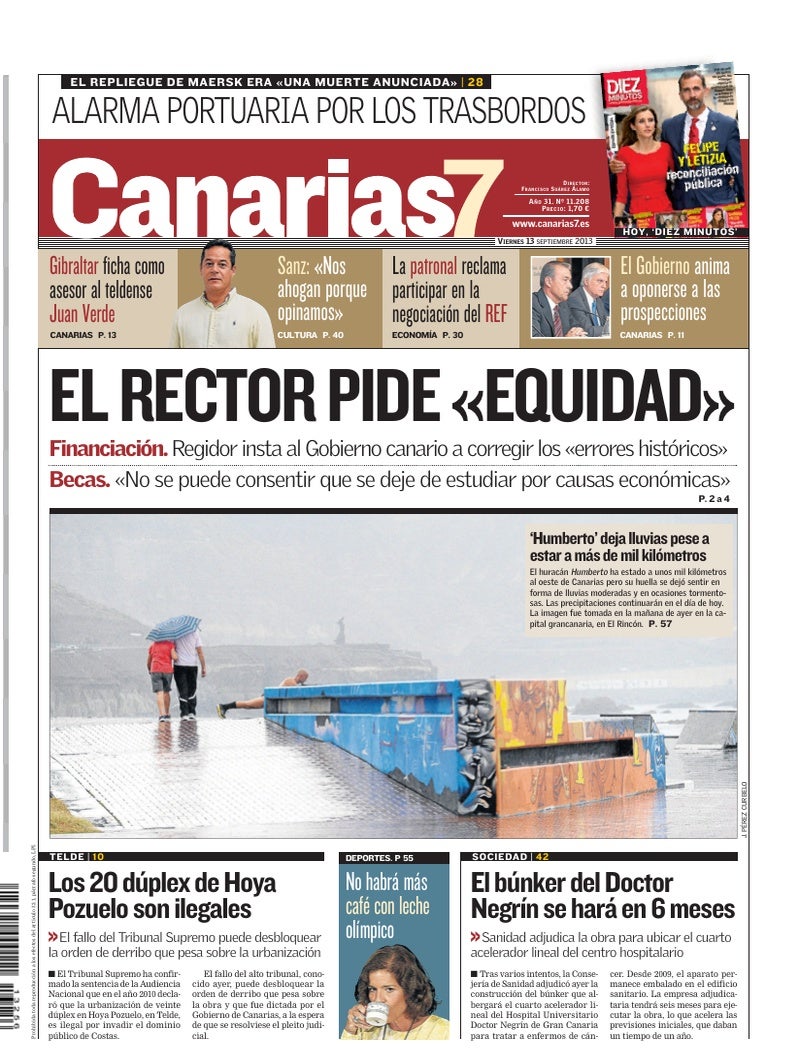 Portada Canarias7 13-09-2013