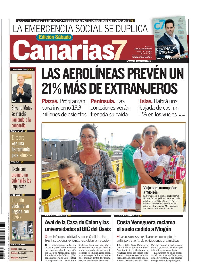 Portada Canarias7 14-09-2013