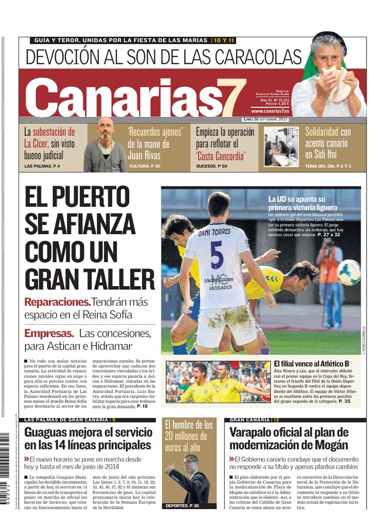 Portada Canarias7 16-09-2013