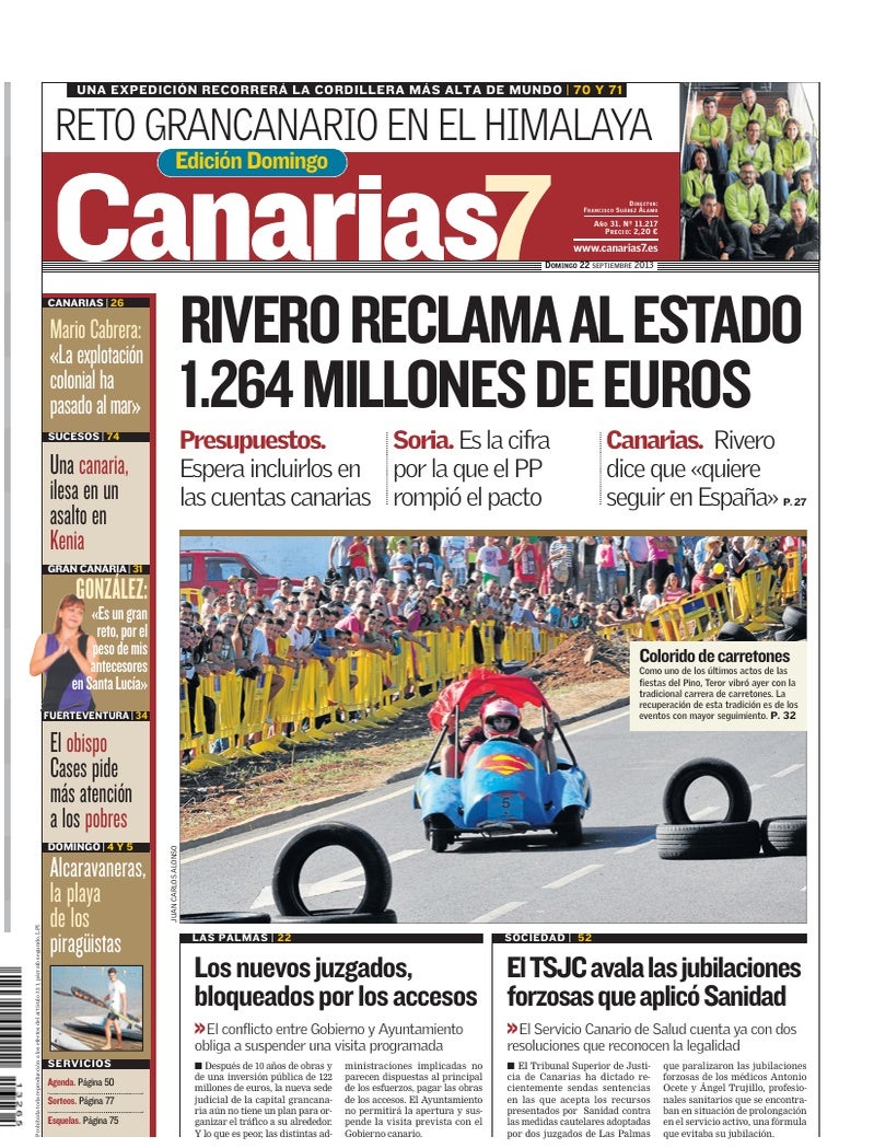 Portada Canarias7 22-09-2013