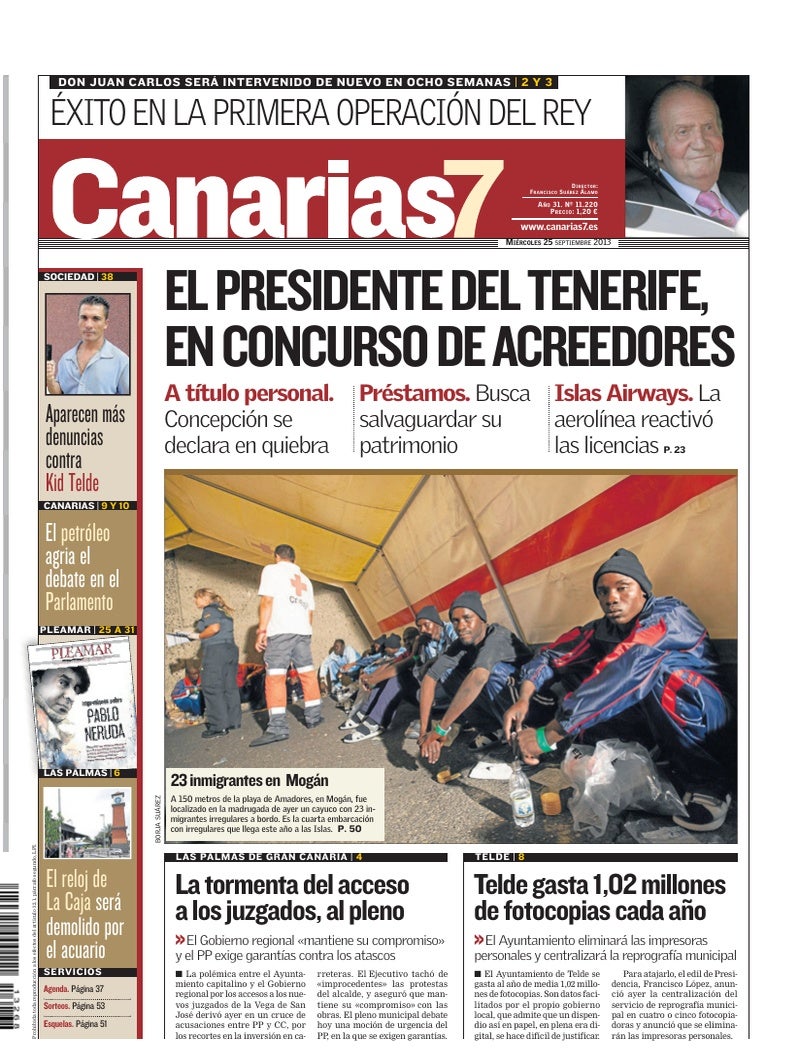 Portada Canarias7 25-09-2013