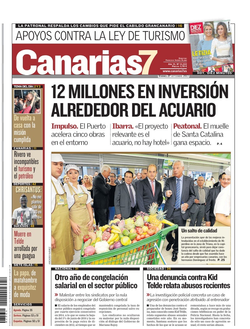 Portada Canarias7 27-09-2013