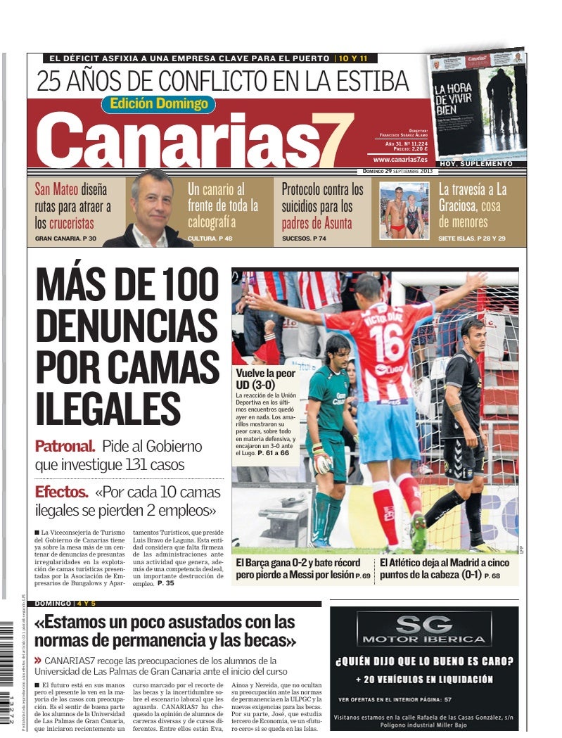 Portada Canarias7 29-09-2013