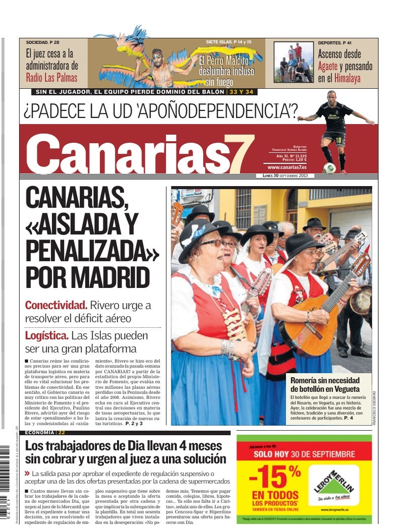 Portada Canarias7 30-09-2013