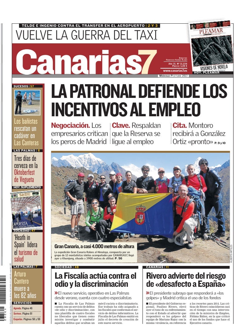 Portada Canarias7 09-10-2013