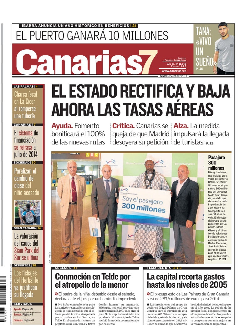 Portada Canarias7 15-10-2013