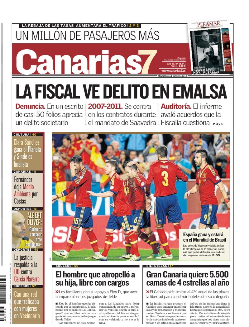 Portada Canarias7 16-10-2013