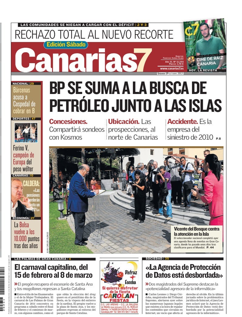 Portada Canarias7 19-10-2013