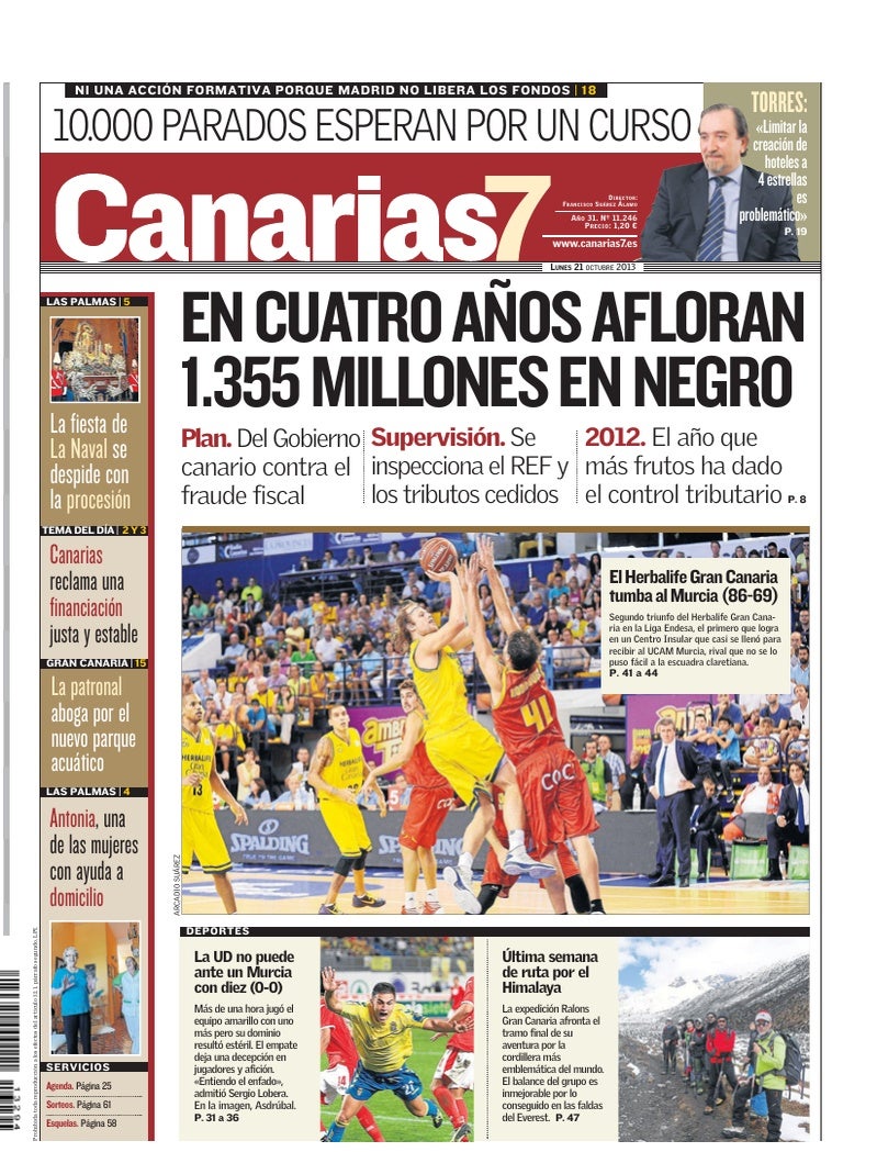 Portada Canarias7 21-10-2013