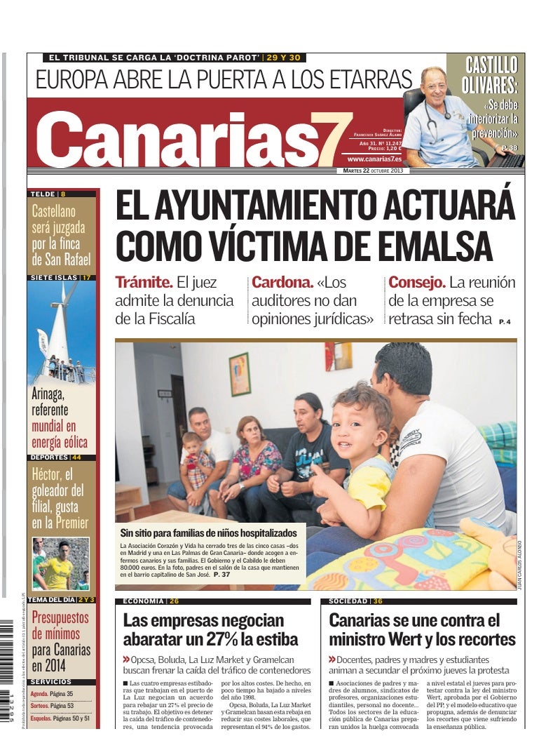 Portada Canarias7 22-10-2013