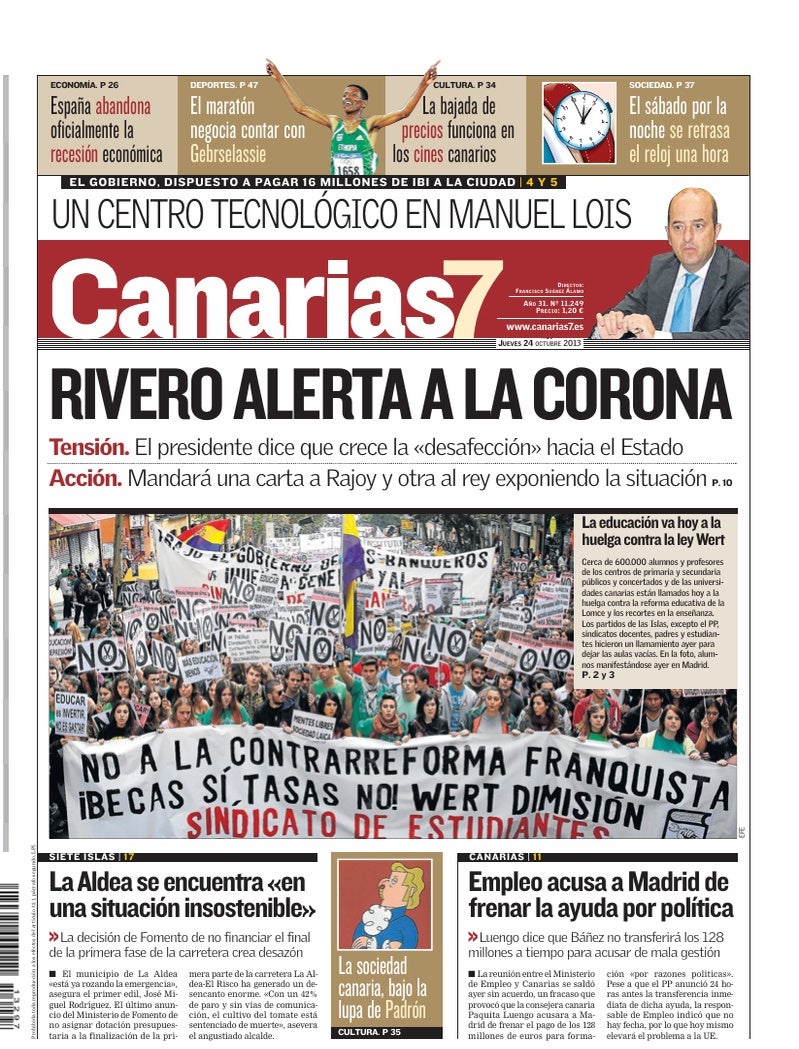 Portada Canarias7 24-10-2013