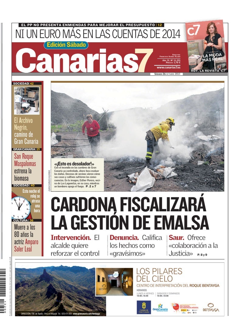 Portada Canarias7 26-10-2013