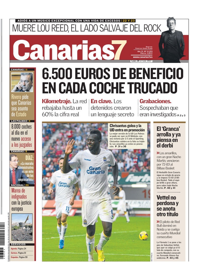 Portada Canarias7 28-10-2013