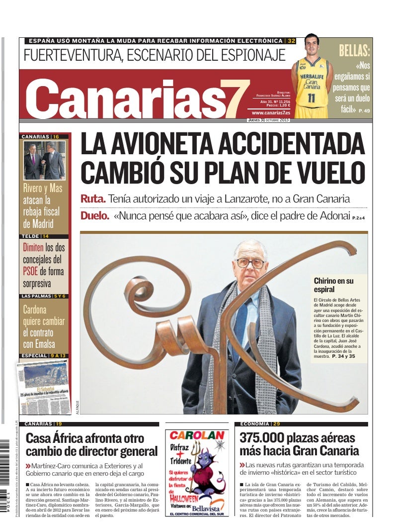 Portada Canarias7 31-10-2013