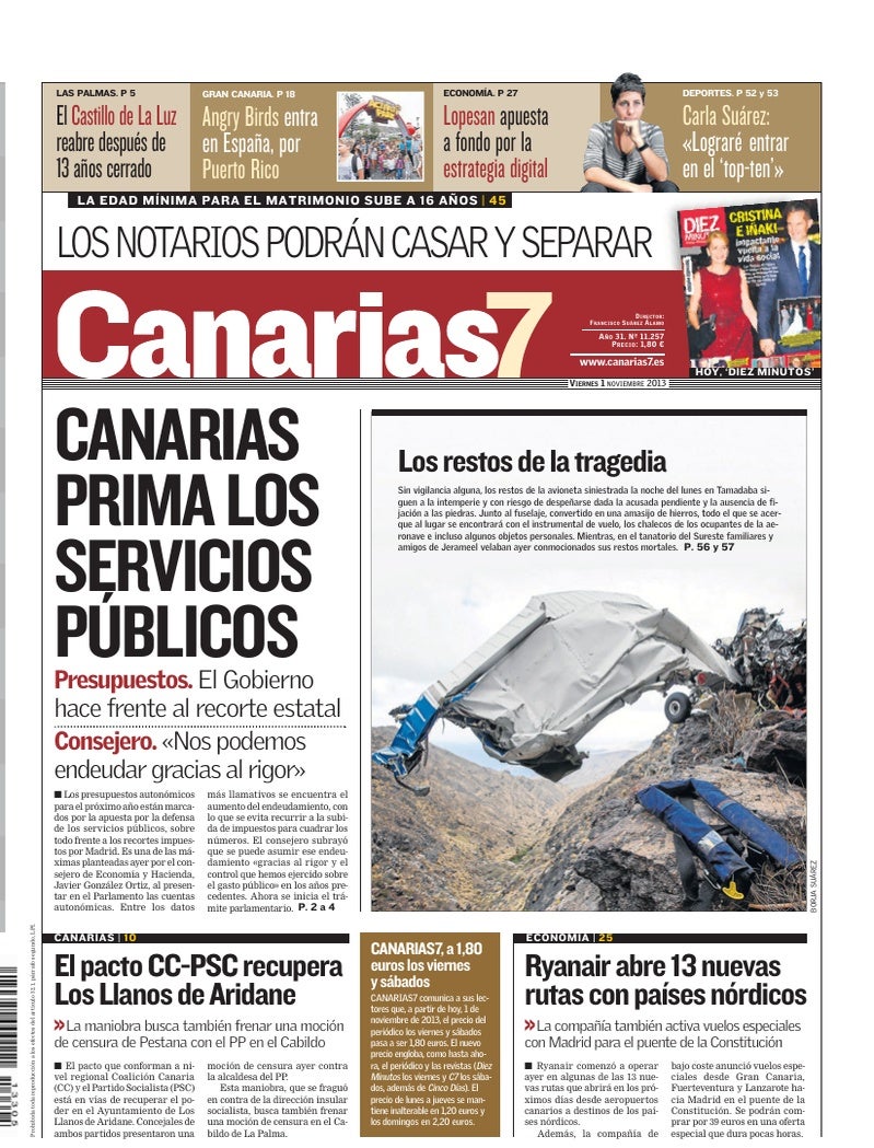Portada Canarias7 01-11-2013