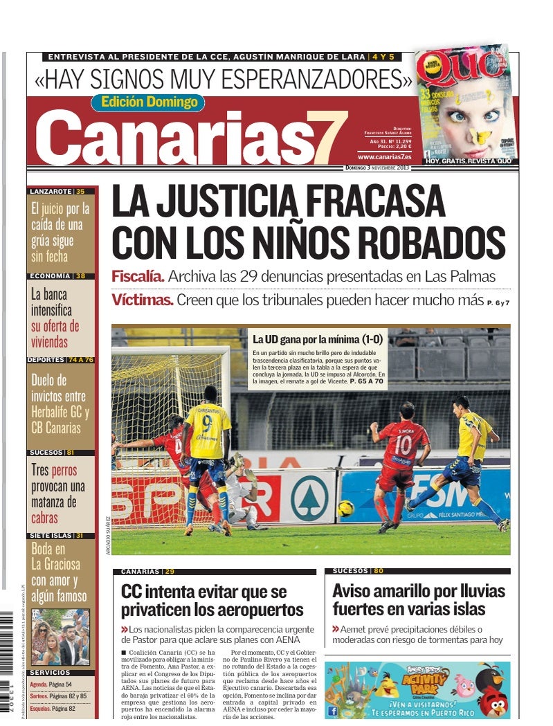 Portada Canarias7 03-11-2013