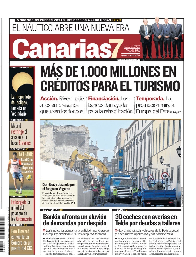 Portada Canarias7 05-11-2013