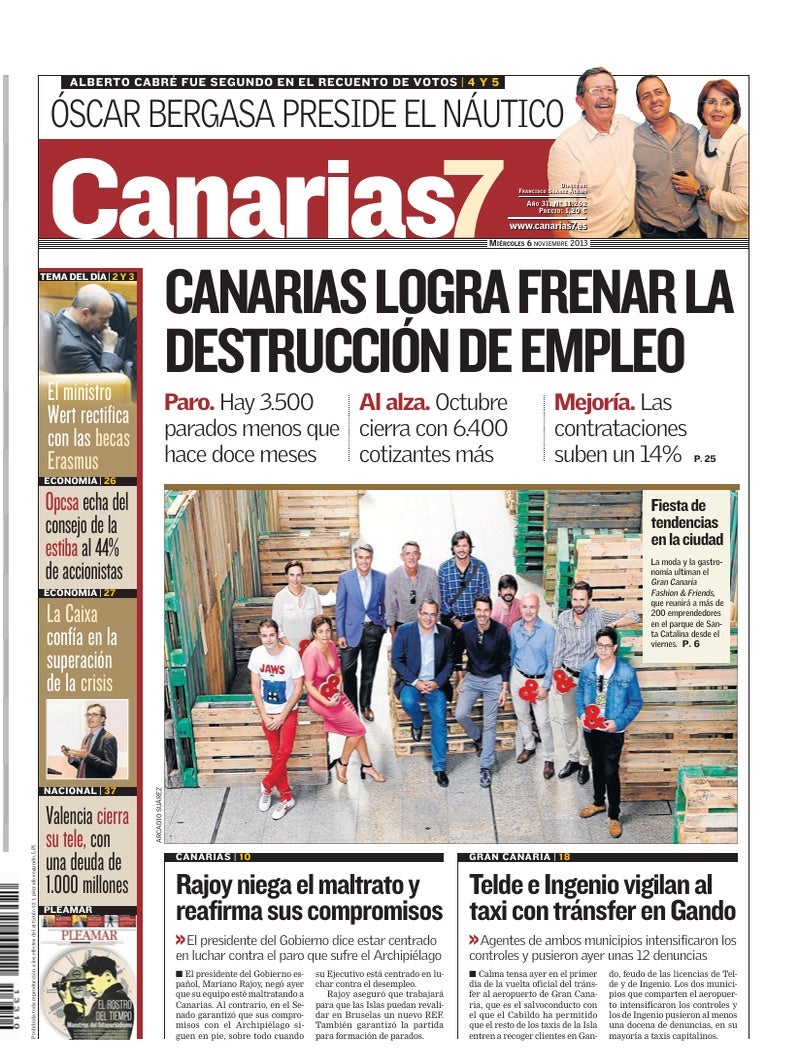 Portada Canarias7 06-11-2013