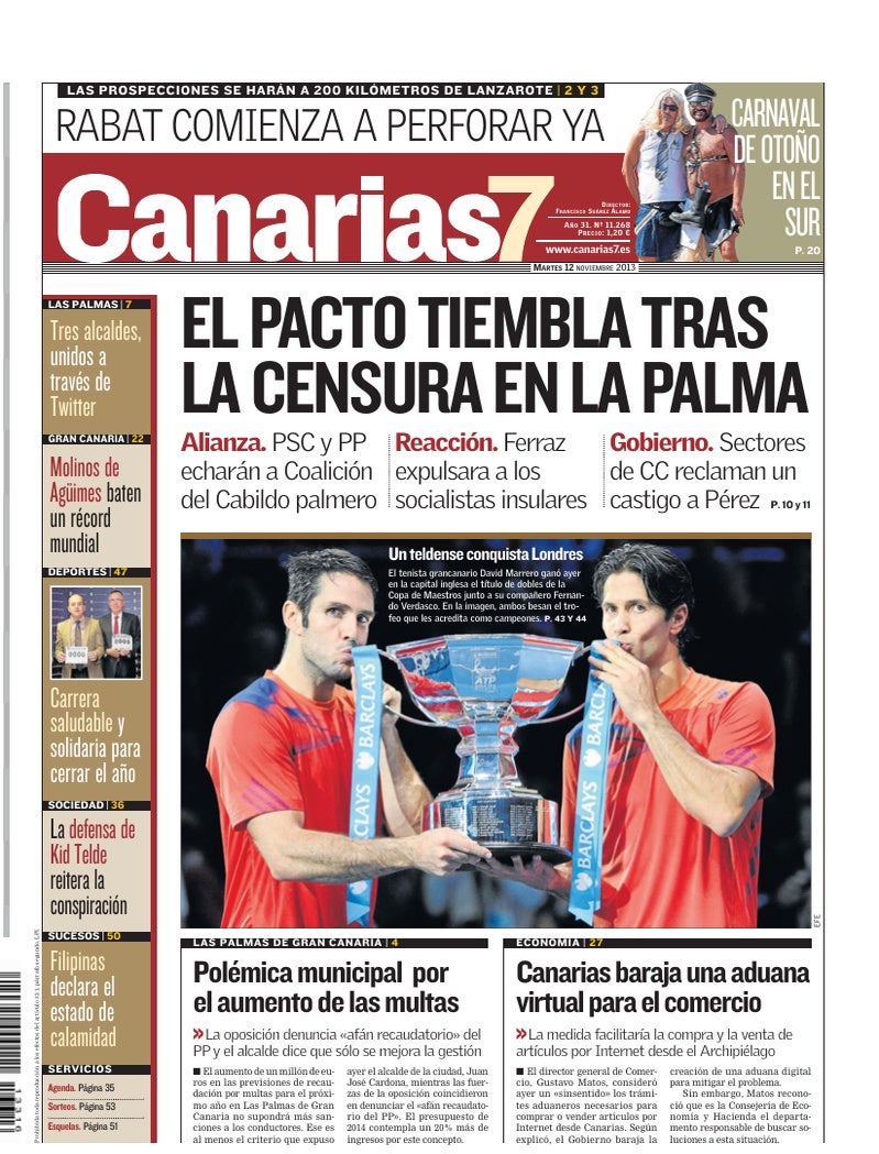 Portada Canarias7 12-11-2013