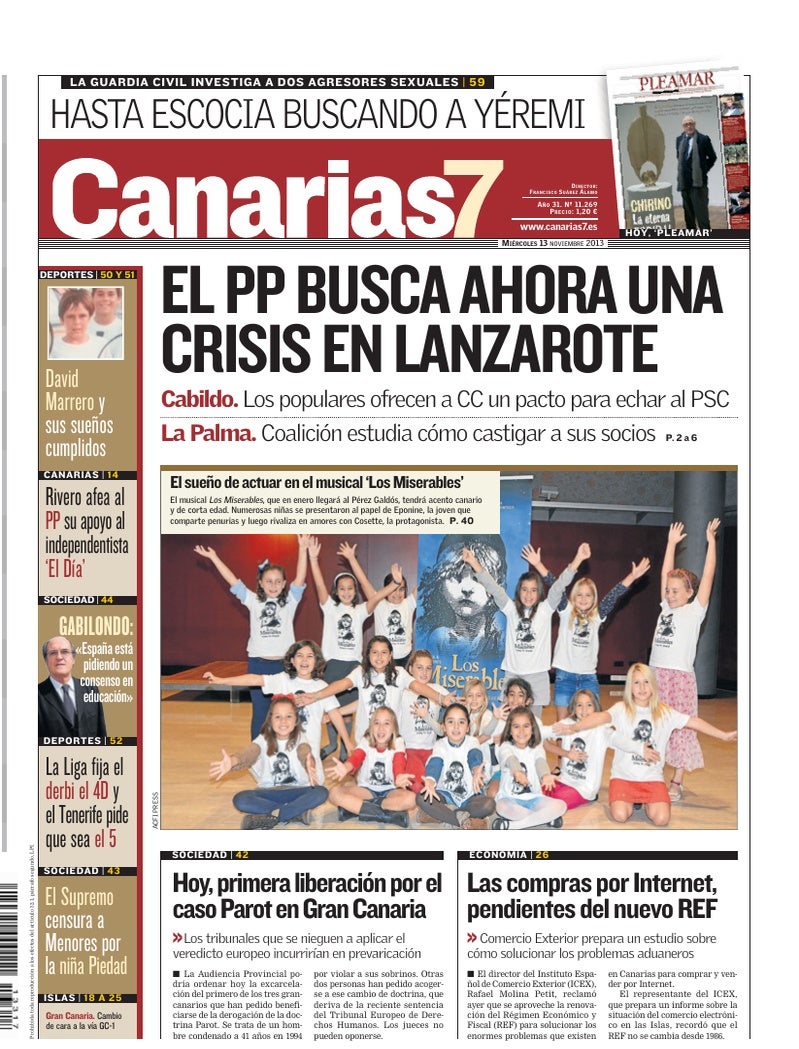 Portada Canarias7 13-11-2013