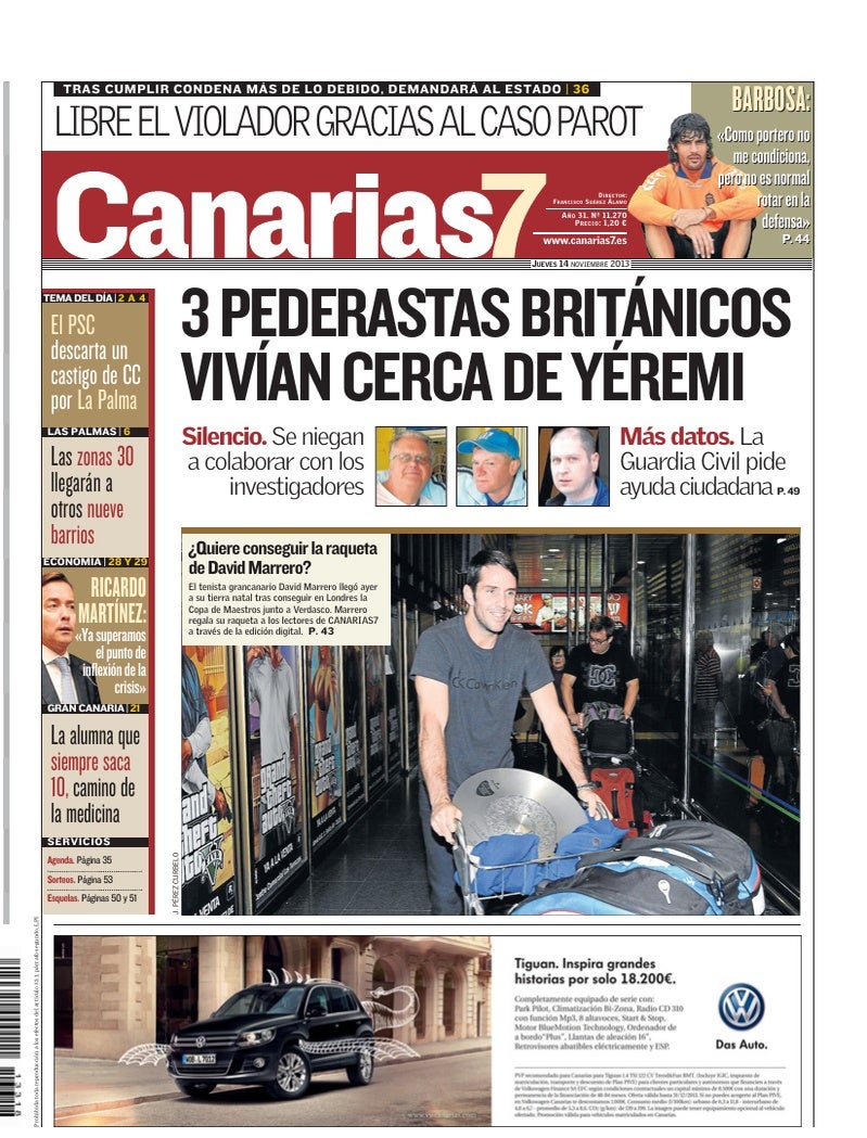 Portada Canarias7 14-11-2013