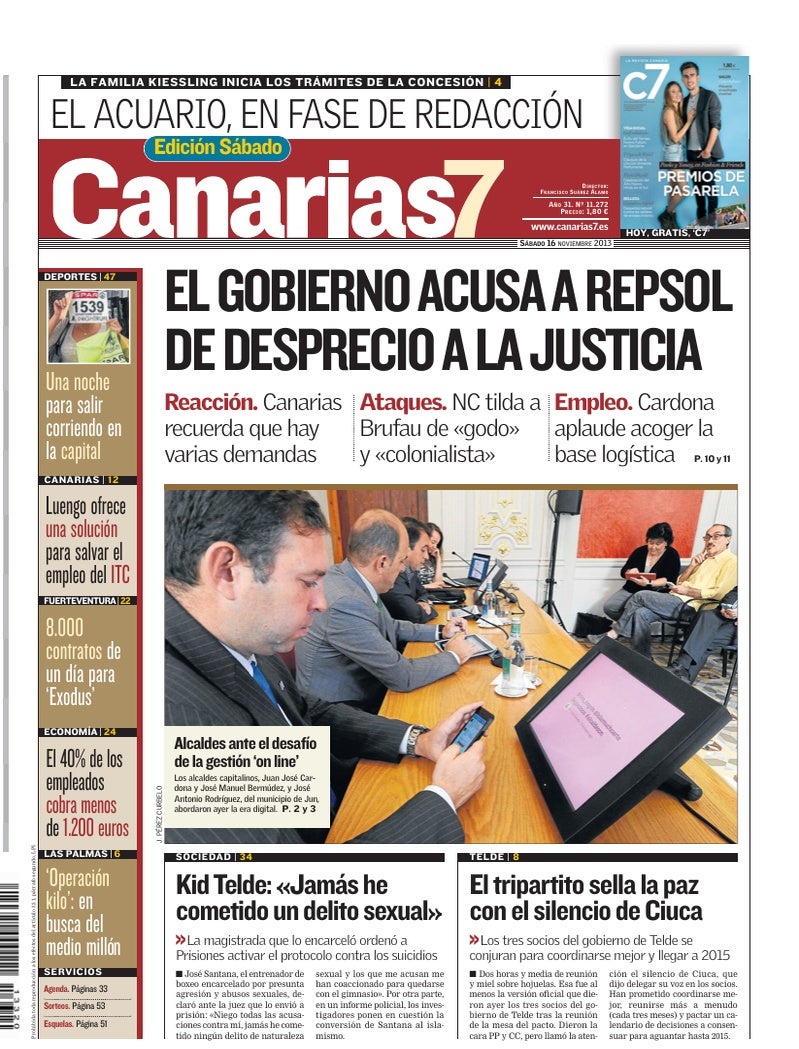 Portada Canarias7 16-11-2013