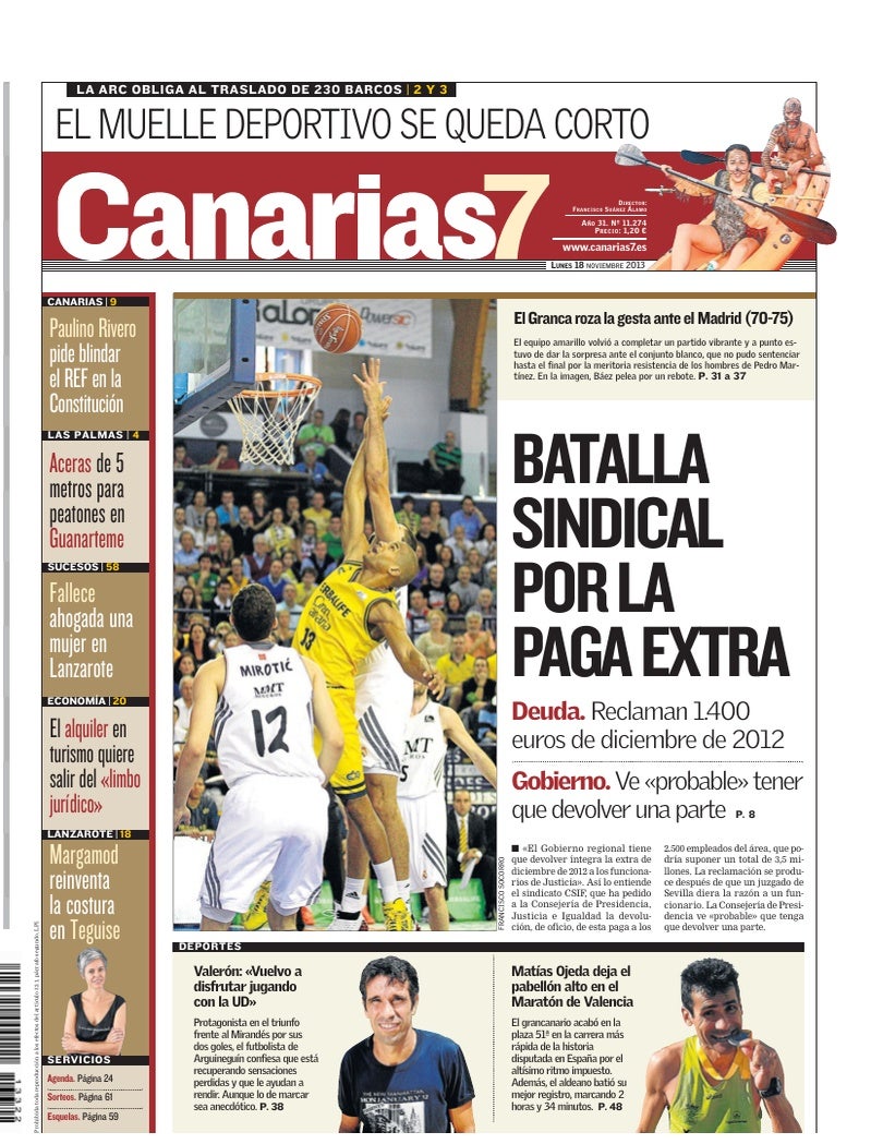Portada Canarias7 18-11-2013
