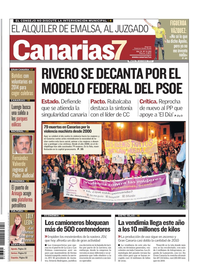 Portada Canarias7 26-11-2013