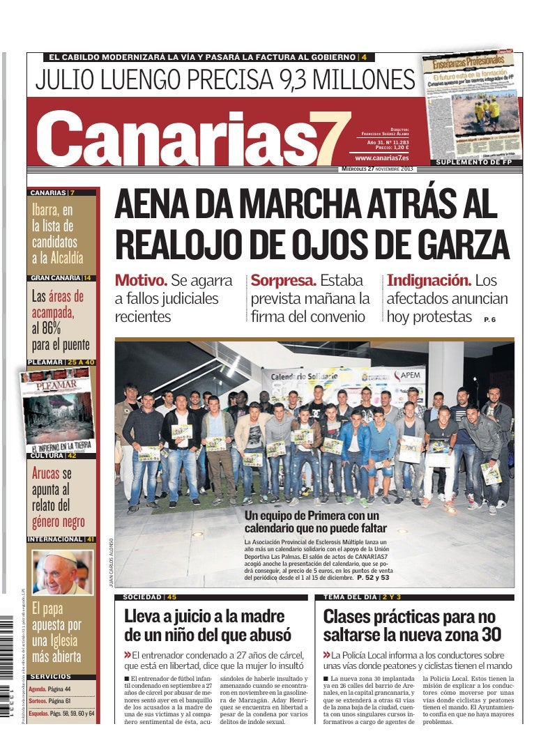 Portada Canarias7 27-11-2013