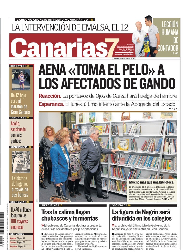 Portada Canarias7 28-11-2013